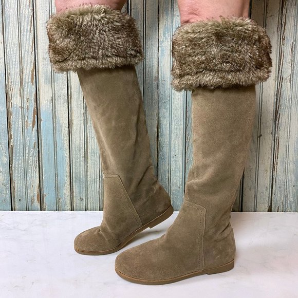 Sam Edelman Shoes - Sam Edelman Suede Boots Faux Fur - Size 7, leather